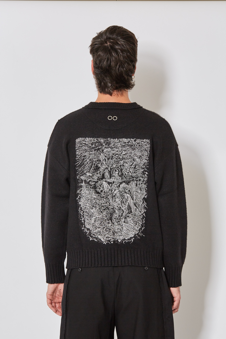 Knight Embroidered Sweater - Black