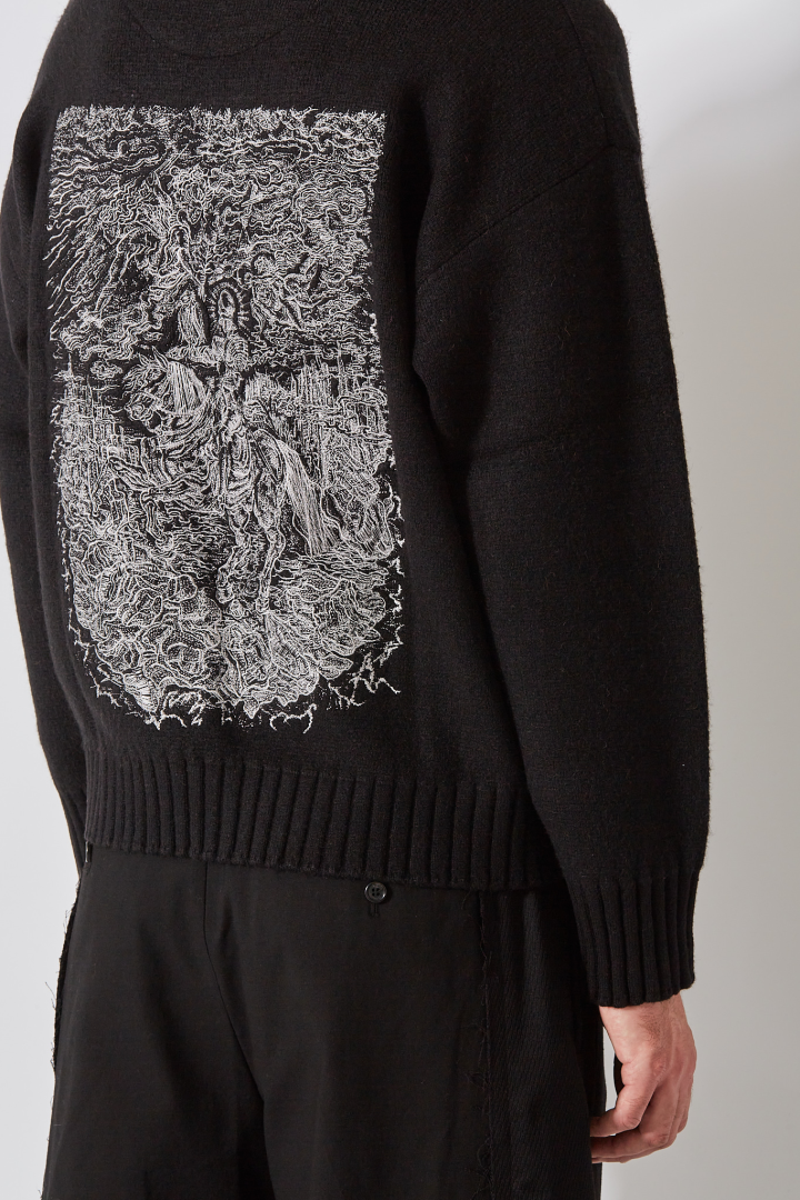 Knight Embroidered Sweater - Black