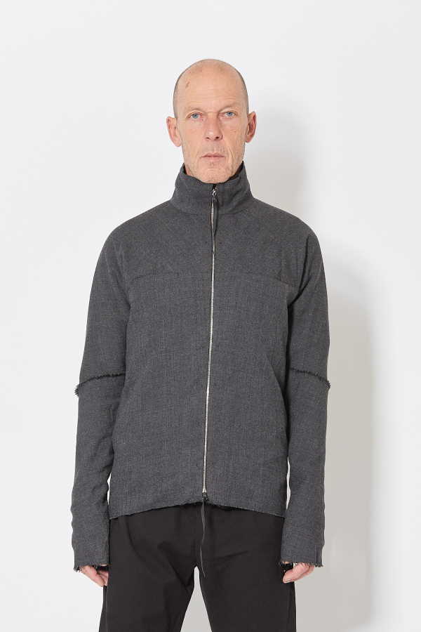 Zipped Tall Collar Shirt - Coal