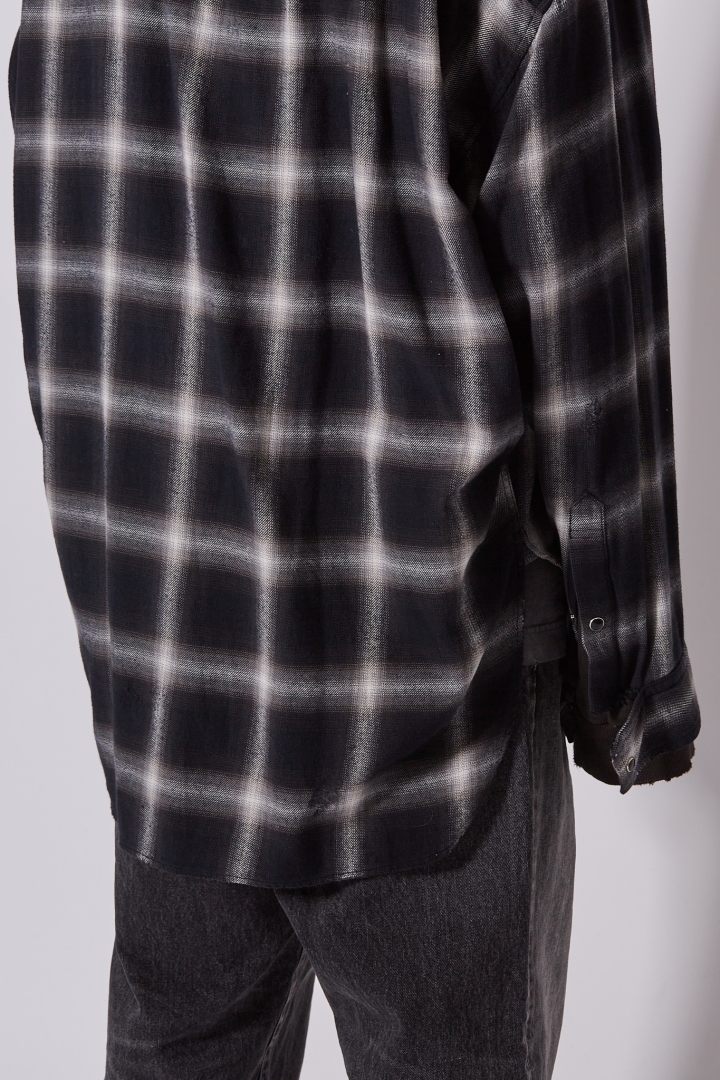 Hooded Checked Shirt - Black