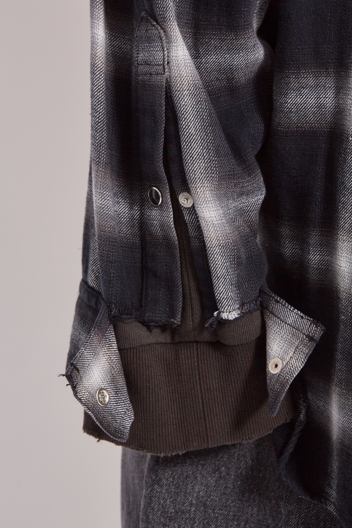 Hooded Checked Shirt - Black