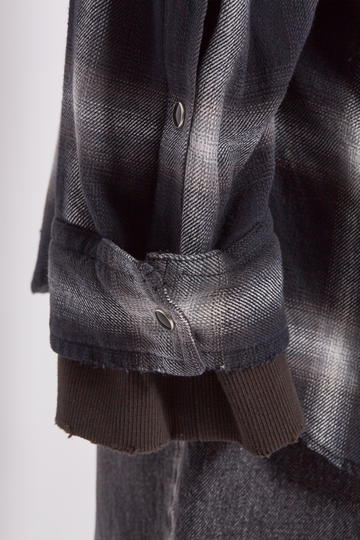 Hooded Checked Shirt - Black
