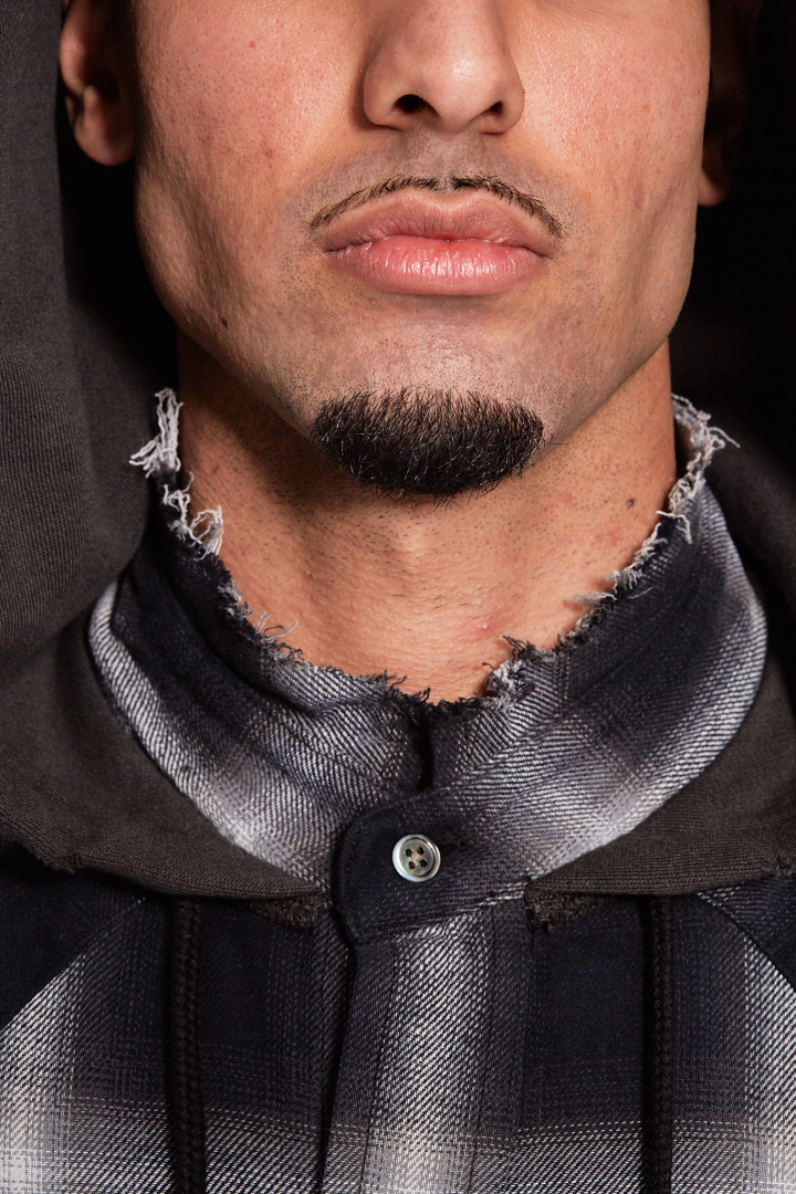 Hooded Checked Shirt - Black