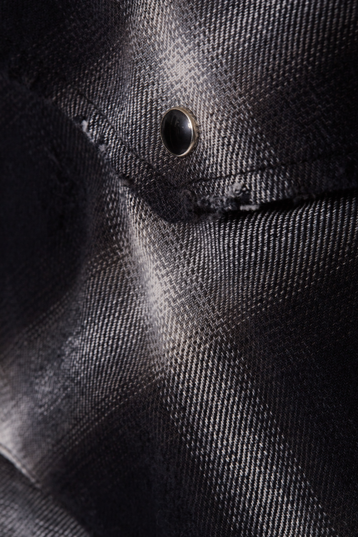Hooded Checked Shirt - Black