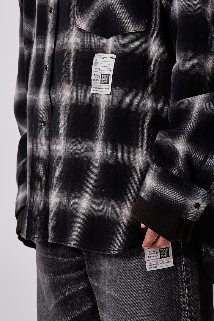 Hooded Checked Shirt - Black