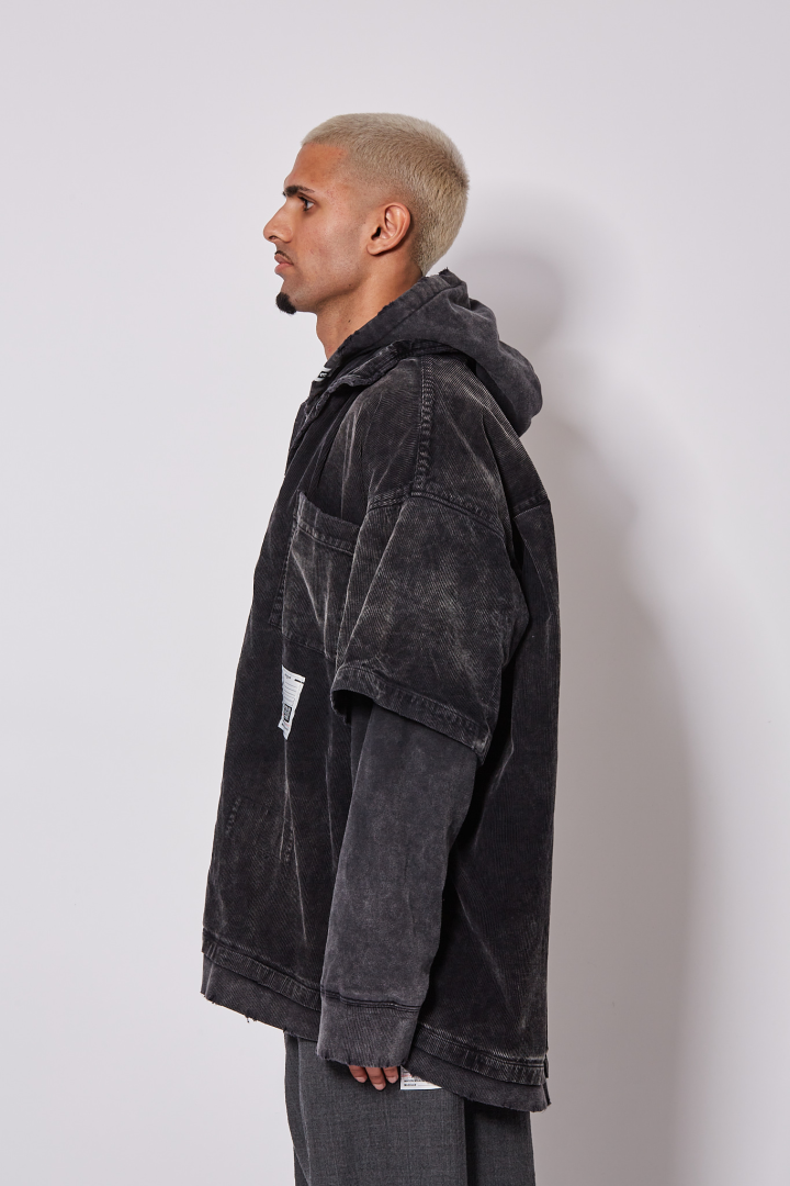 Layered Corduroy Shirts - Black