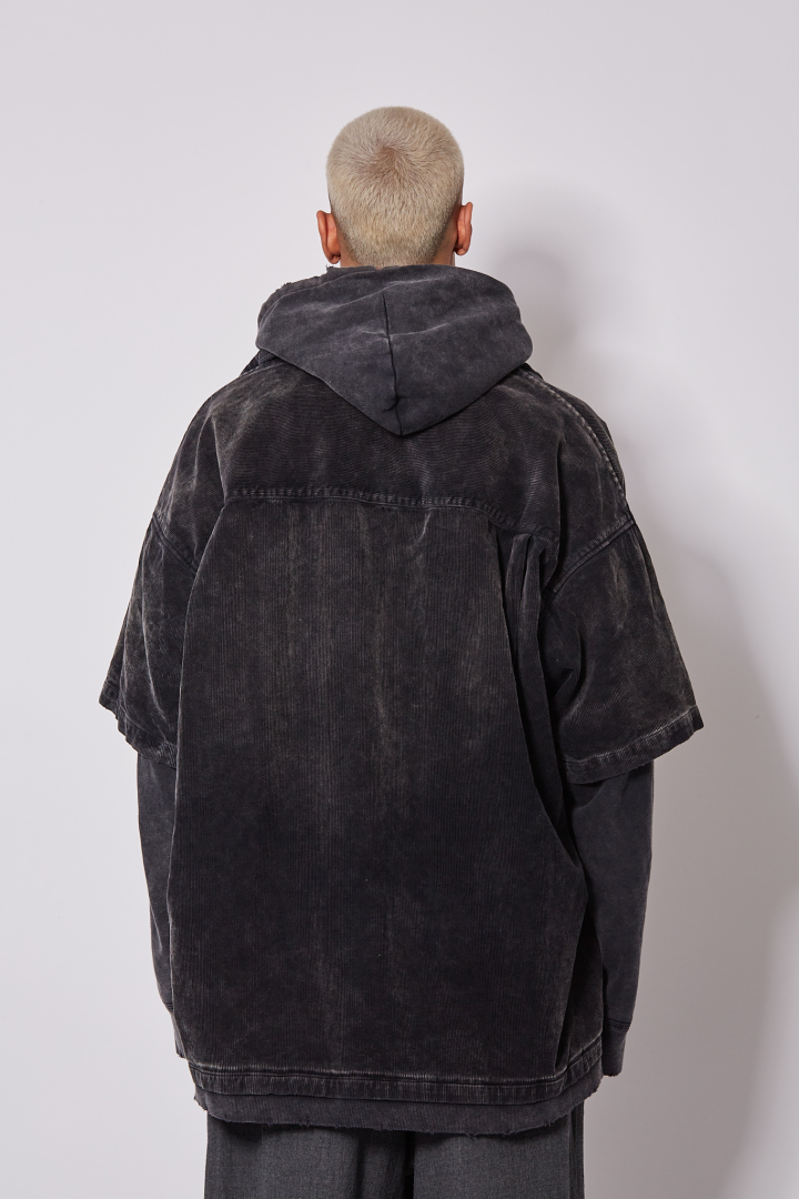 Layered Corduroy Shirts - Black
