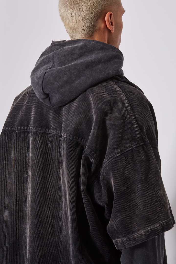 Layered Corduroy Shirts - Black