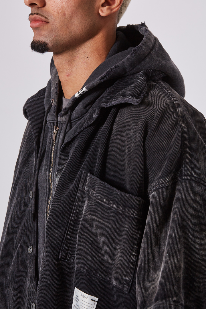 Layered Corduroy Shirts - Black