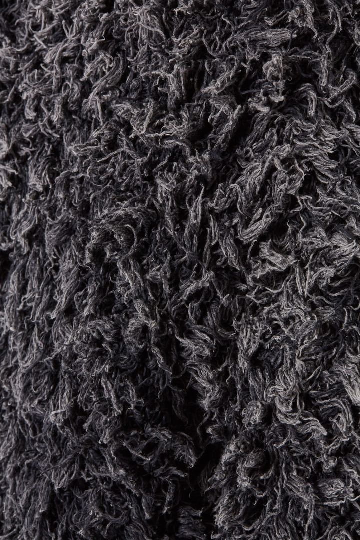 Bleached Shaggy Knit Cardigan - Black