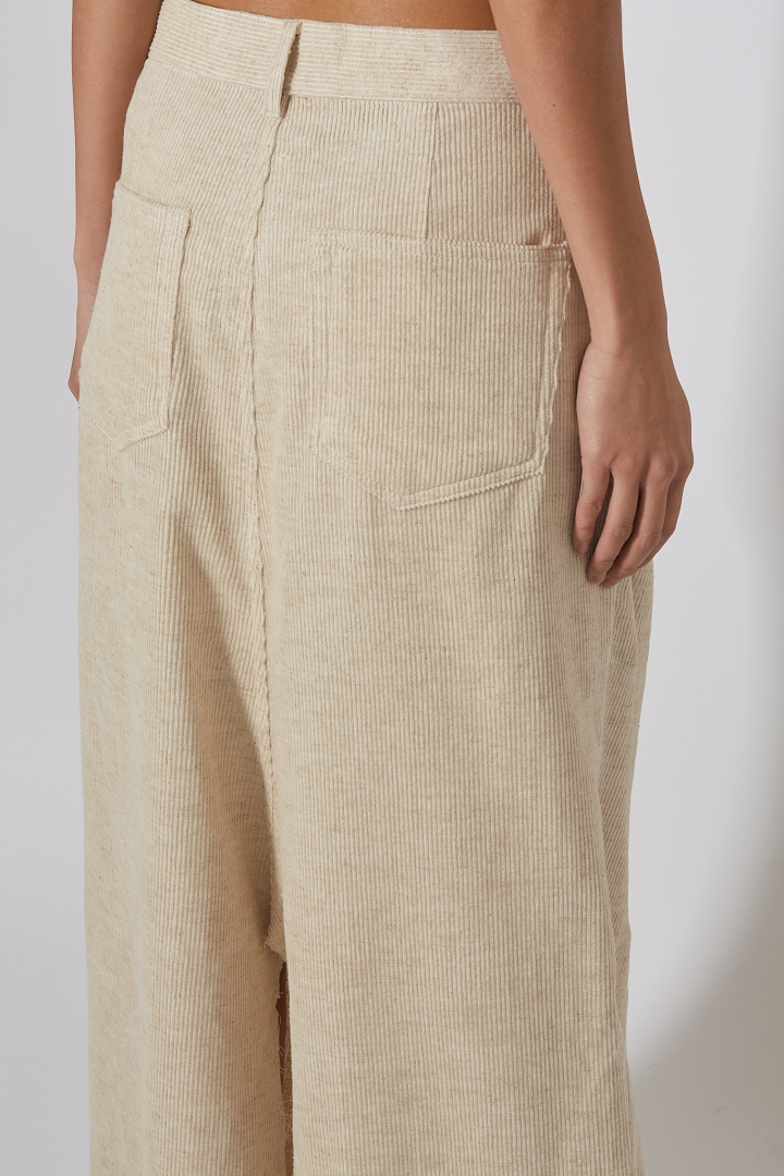 Long Slivered Skirt - Natural
