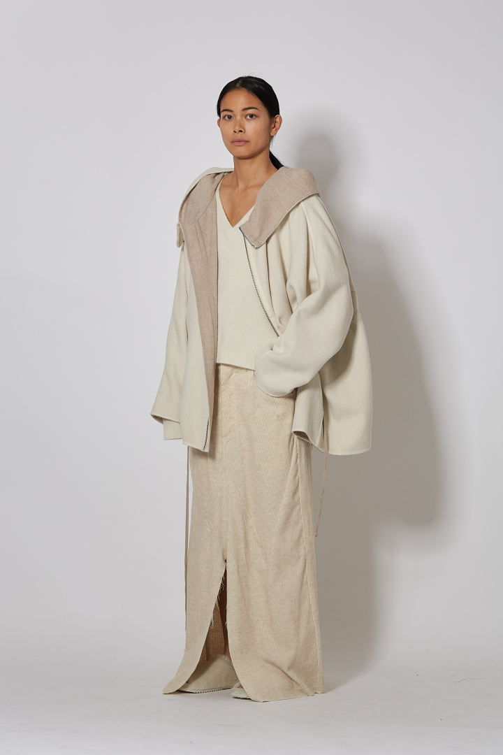 Long Slivered Skirt - Natural