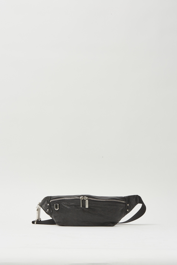 Leather Geo Bumbag - Black