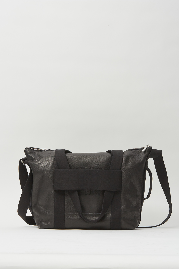 Leather Bag Trolley - Black/Black