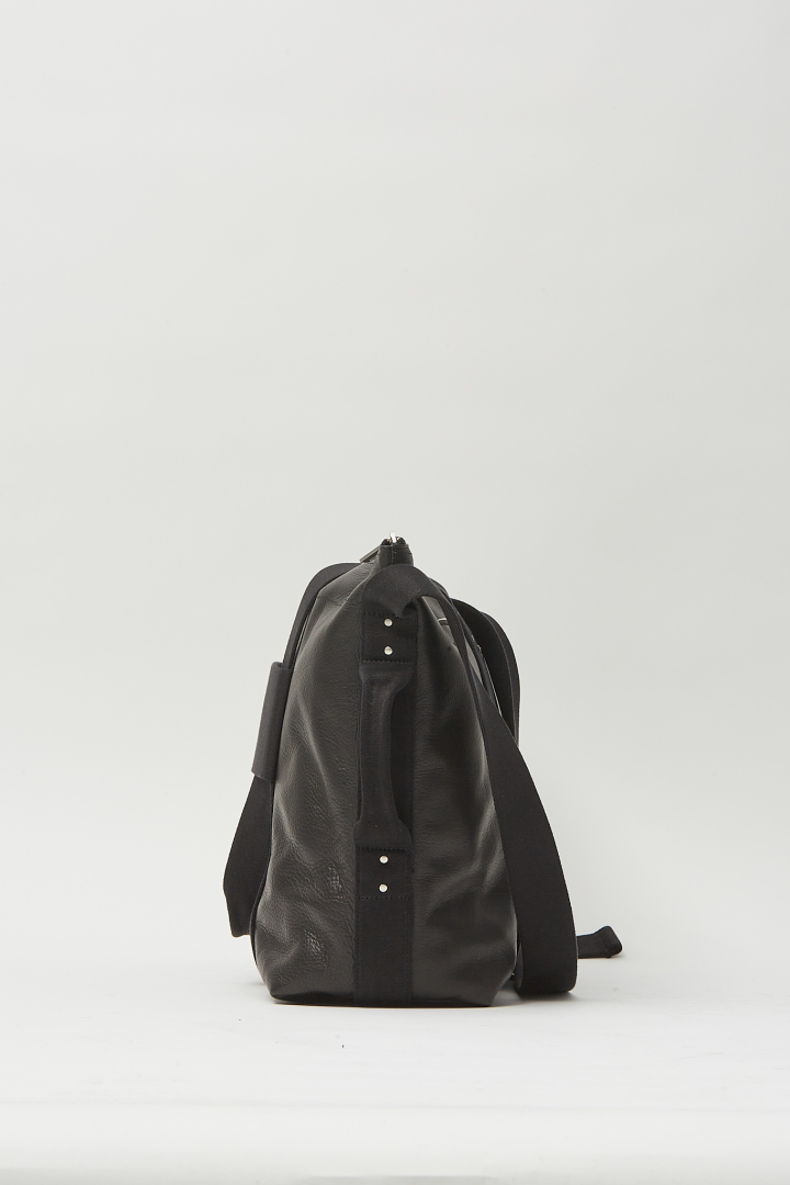 Leather Bag Trolley - Black/Black