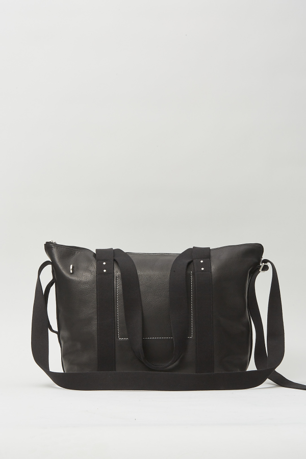 Leather Bag Trolley - Black/Black