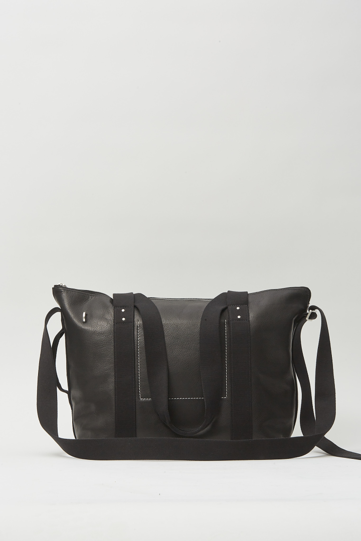 Leather Bag Trolley - Black/Black