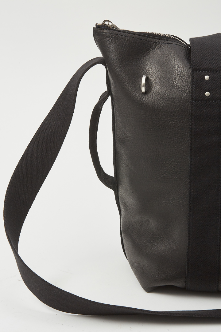 Leather Bag Trolley - Black/Black