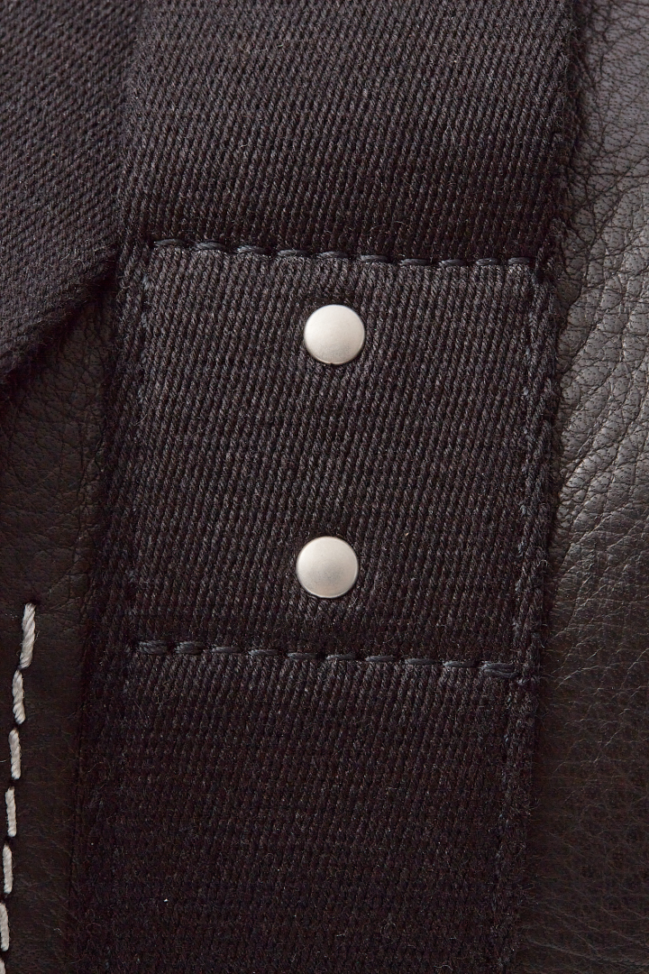 Leather Bag Trolley - Black/Black