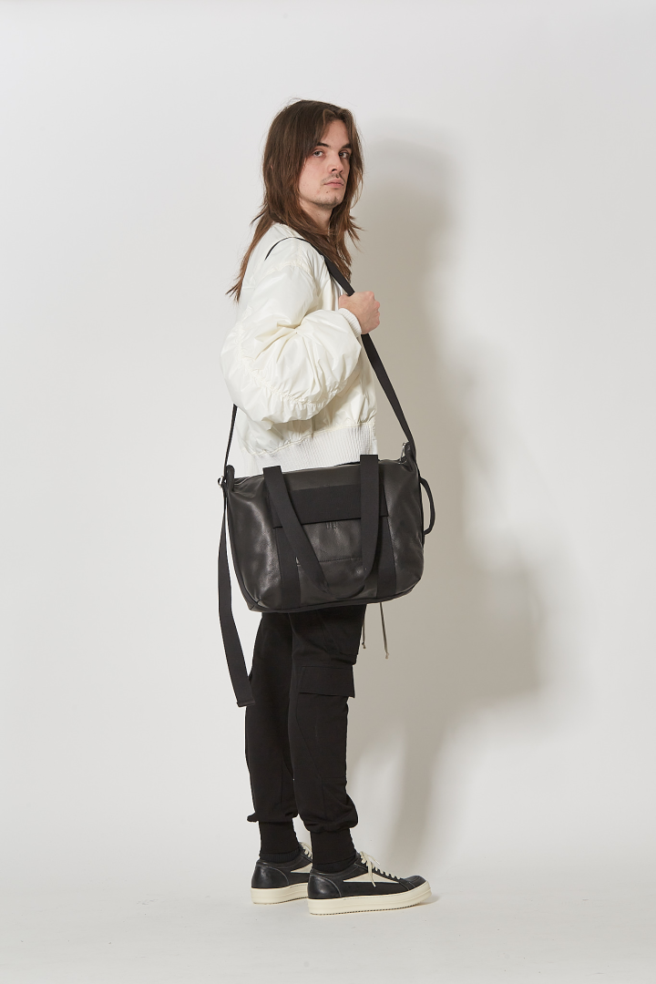 Leather Bag Trolley - Black/Black