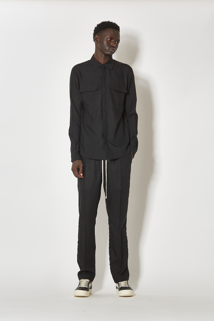 Pants Drawstring Slim Long - Black