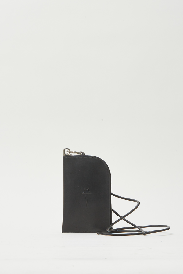 Leather Wallet Neckwallet - Black