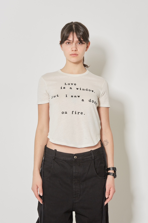 Floor Micro T-Shirt with 'Love is a Wind' - Ivory