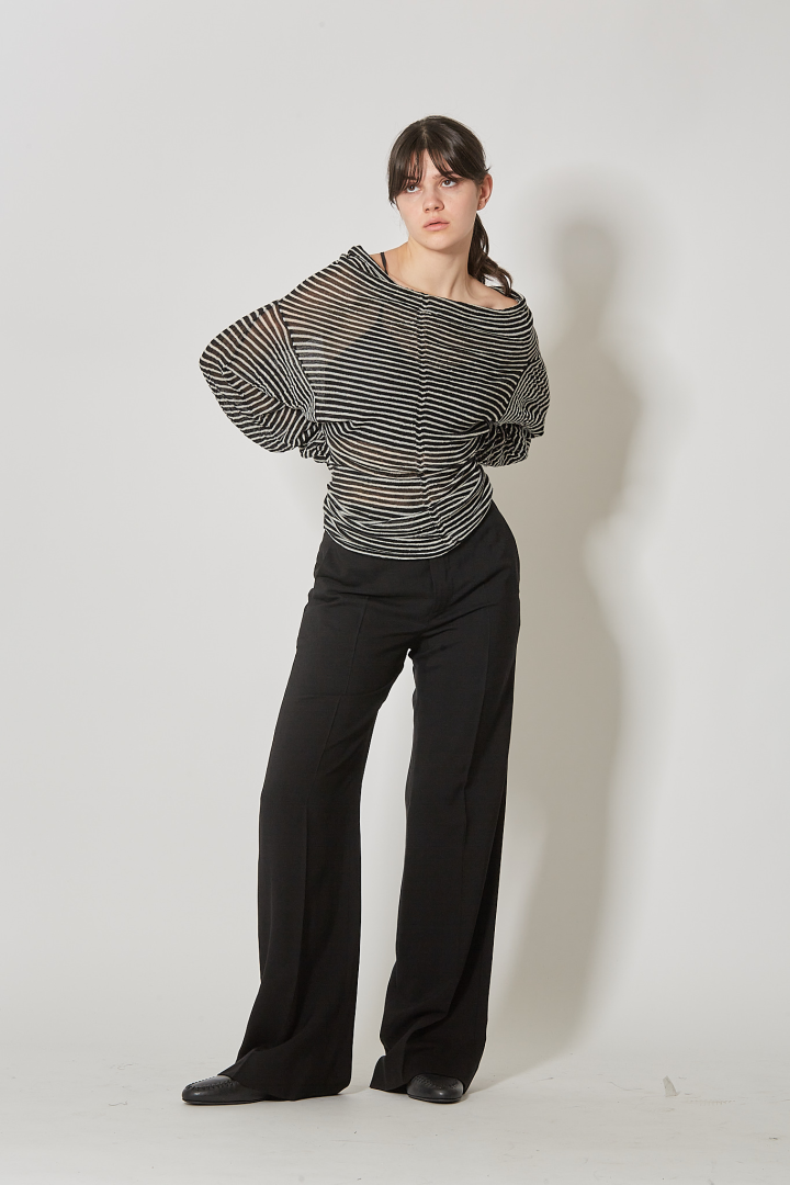 Roos Bias Cut Drop Shoulder Top Milner - Black