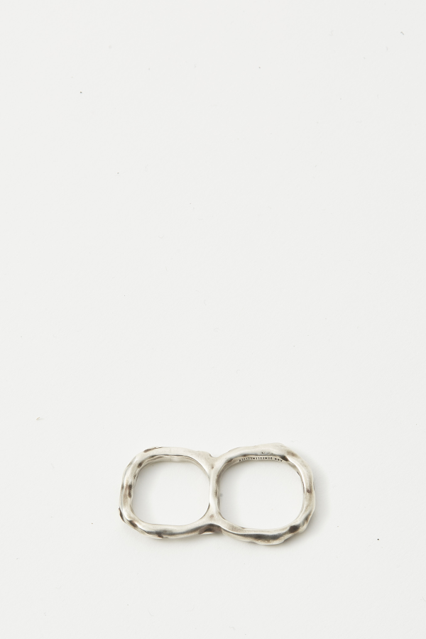 Lenja Futuristic Fine Thorn Double Ring - Antique Silver