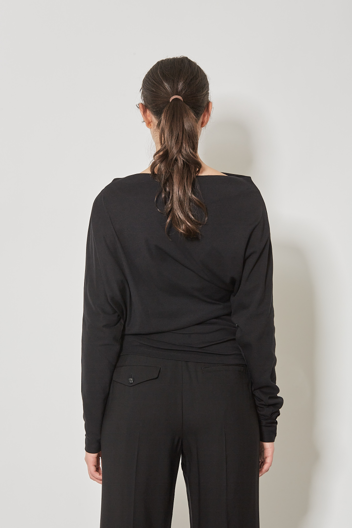 Roos Bias Cut Drop Shoulder Top Milner - Black