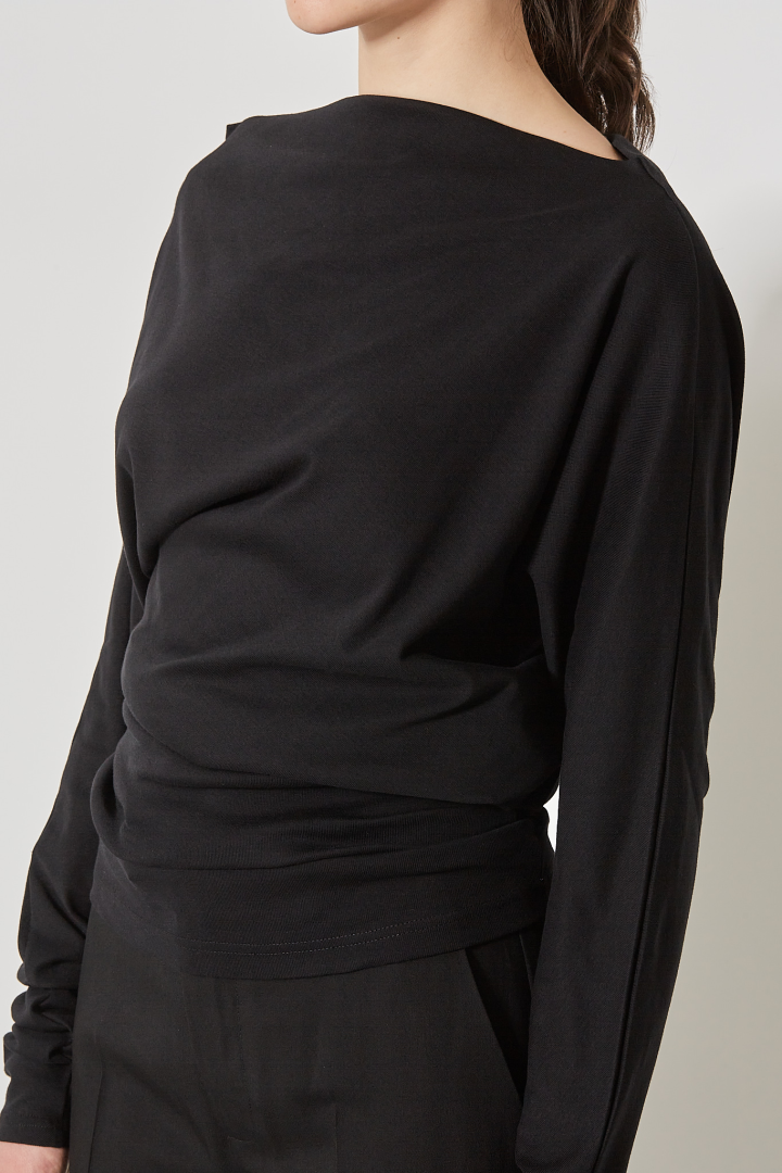 Roos Bias Cut Drop Shoulder Top Milner - Black