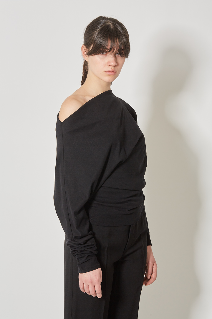 Roos Bias Cut Drop Shoulder Top Milner - Black