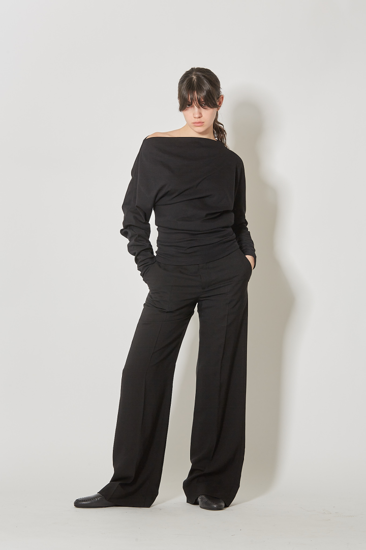 Roos Bias Cut Drop Shoulder Top Milner - Black