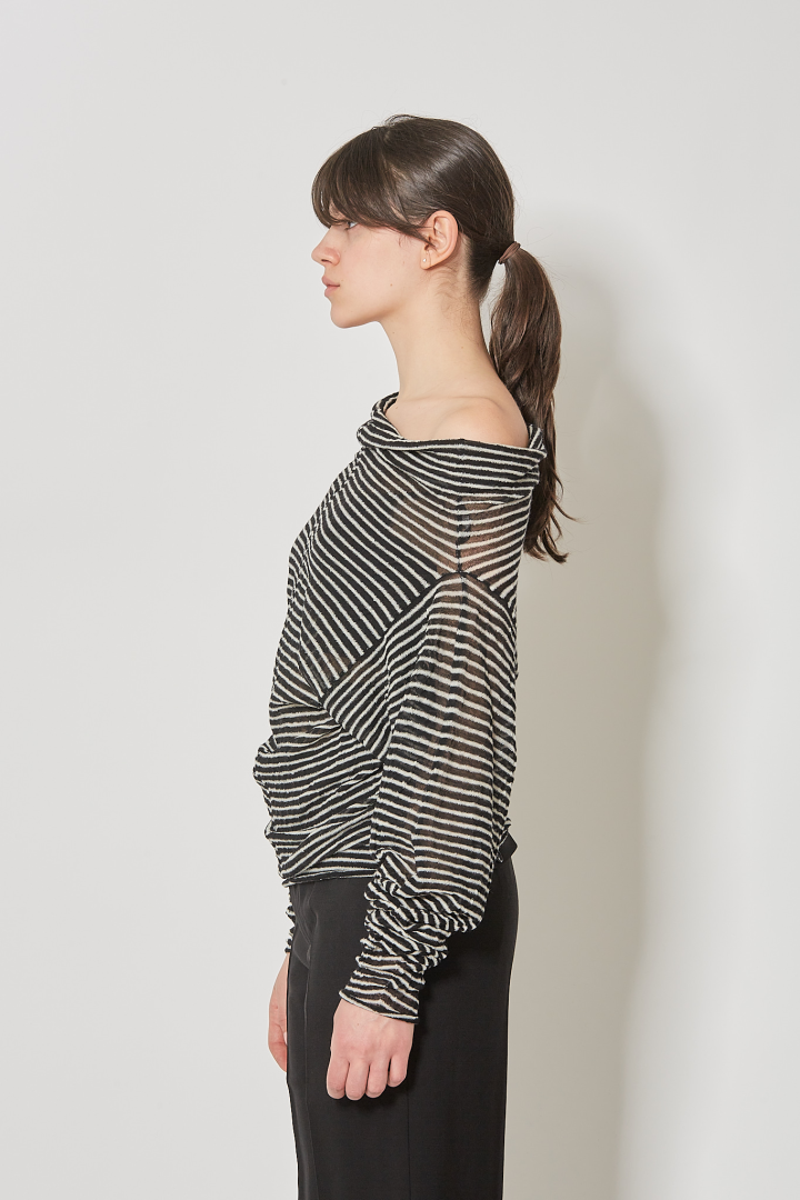 Amra Relax Fit Dropped Shoulder Sweater - Black/White