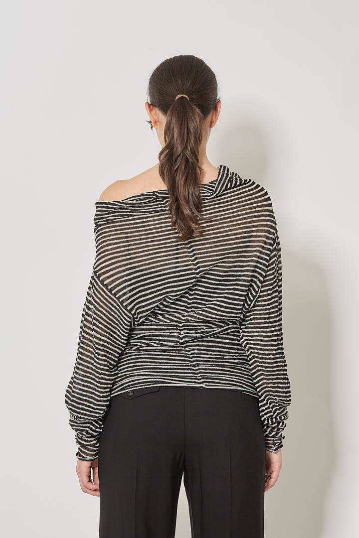 Amra Relax Fit Dropped Shoulder Sweater - Black/White