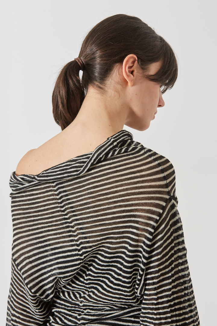 Amra Relax Fit Dropped Shoulder Sweater - Black/White