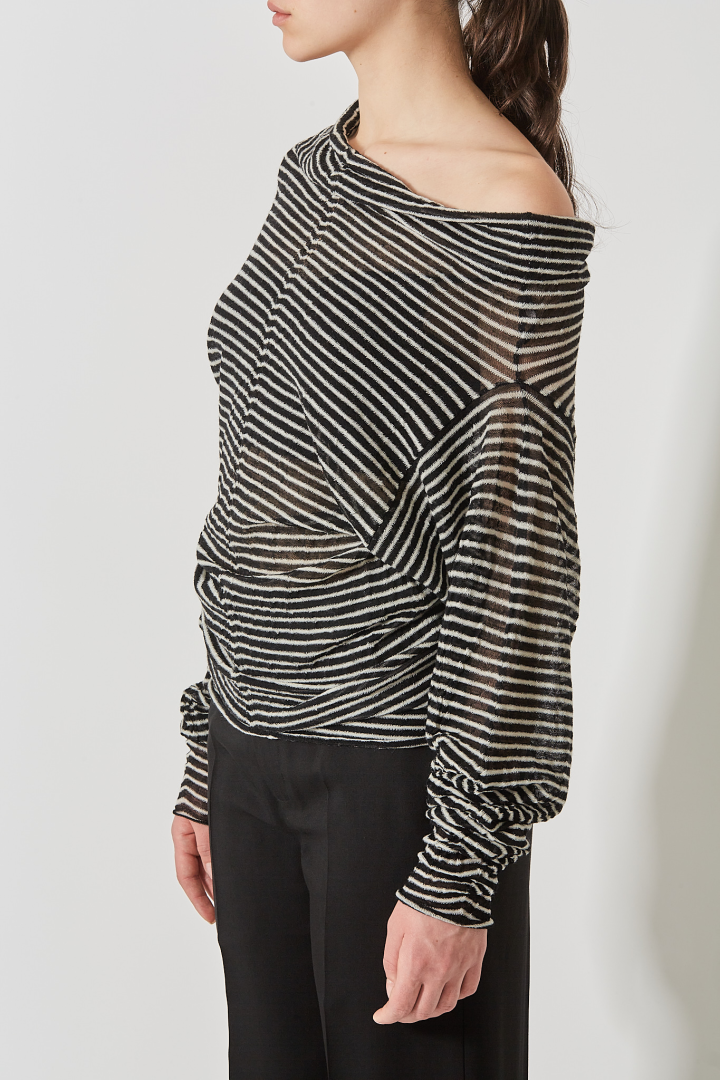 Amra Relax Fit Dropped Shoulder Sweater - Black/White