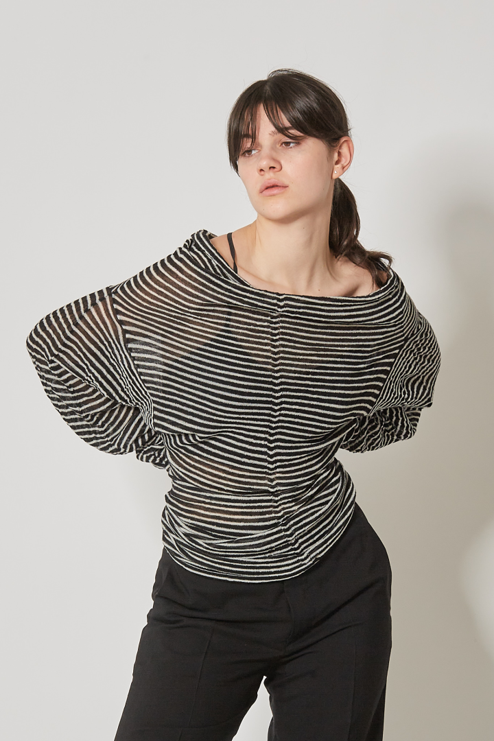 Amra Relax Fit Dropped Shoulder Sweater - Black/White