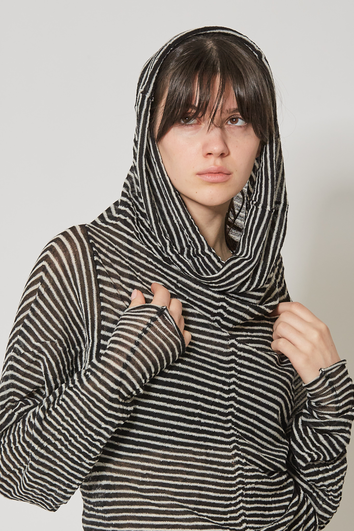 Amra Relax Fit Dropped Shoulder Sweater - Black/White