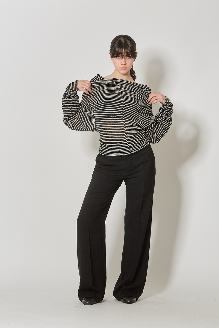 Amra Relax Fit Dropped Shoulder Sweater - Black/White