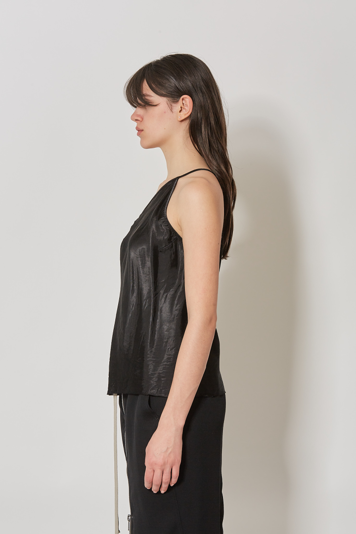 Top One Shoulder Slip Top - Black