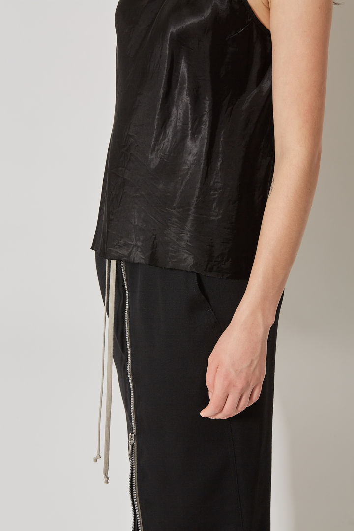 Top One Shoulder Slip Top - Black