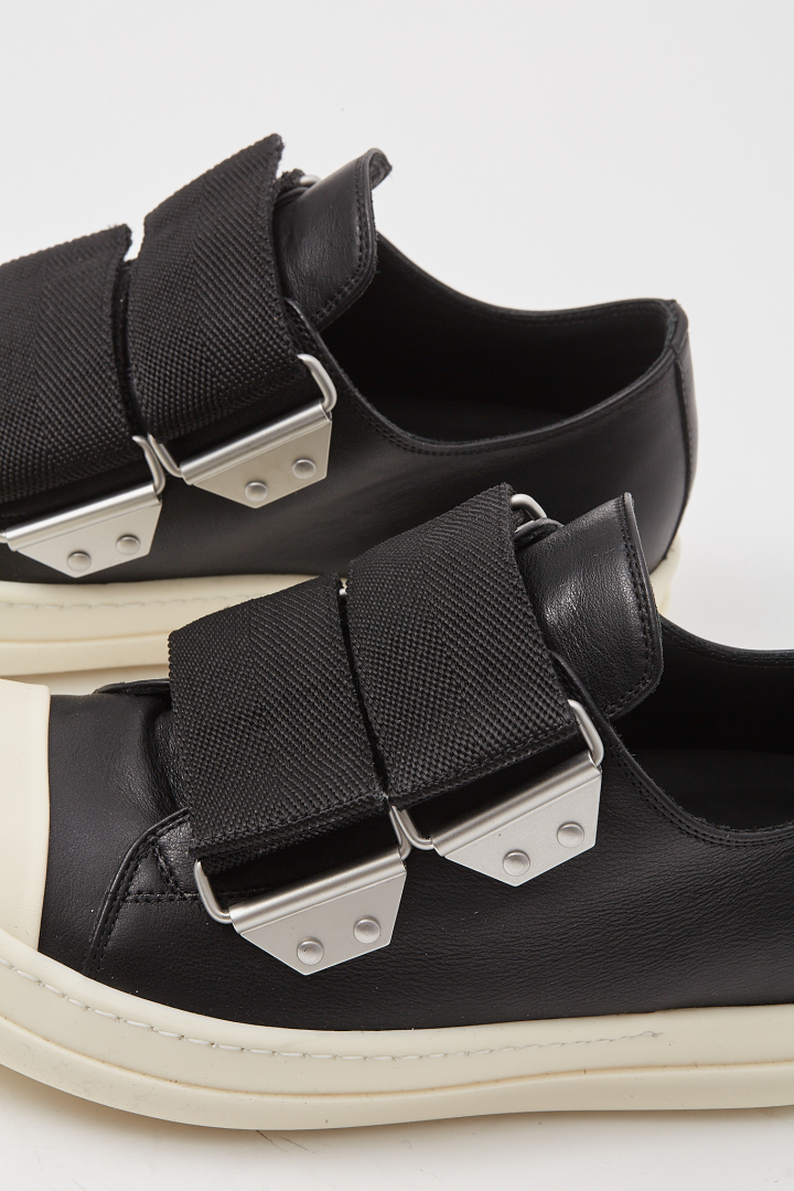 Leather Shoes Strap Low Sneaks - Black/Milk/Milk