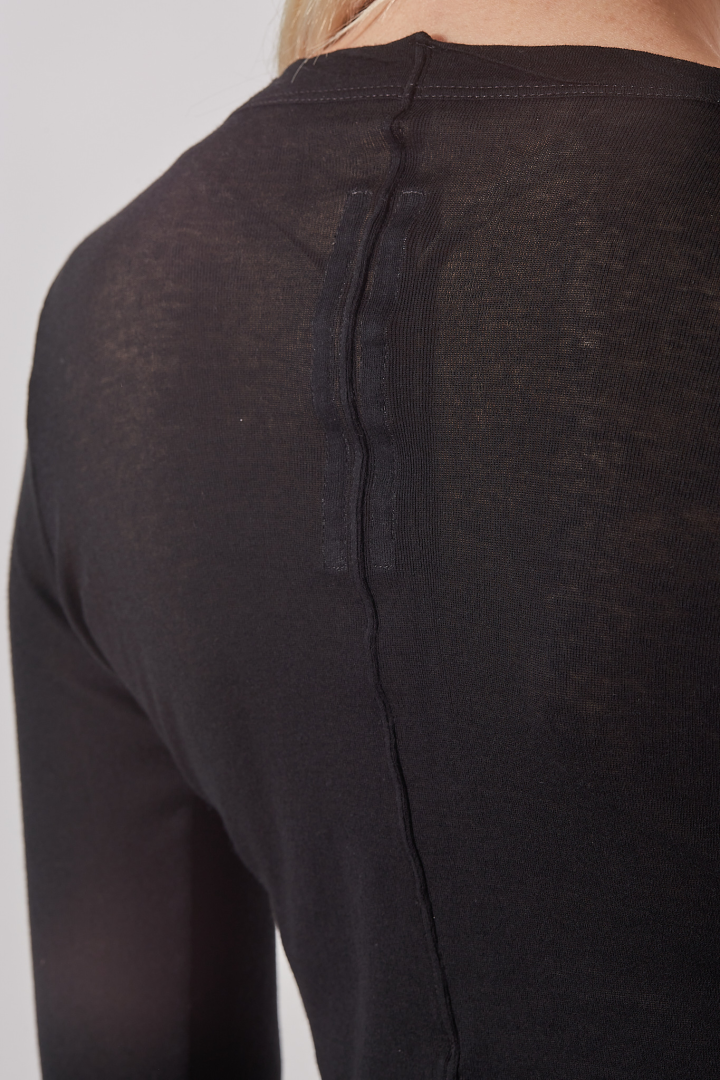 T-Shirt Cropped Rib LS T - Black