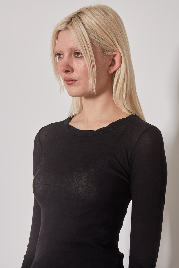 T-Shirt Cropped Rib LS T - Black