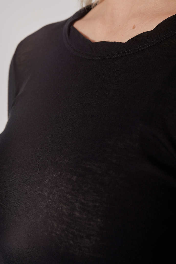 T-Shirt Cropped Rib LS T - Black
