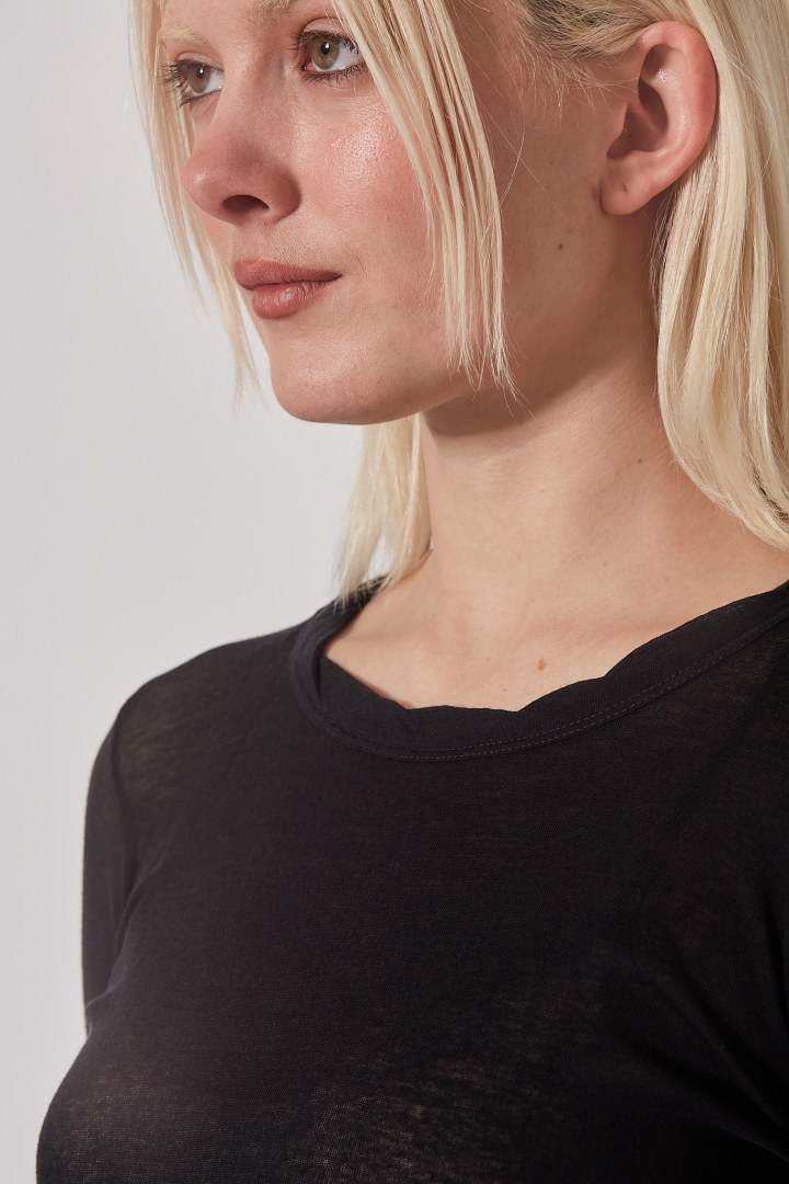 T-Shirt Cropped Rib LS T - Black