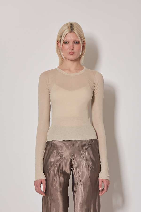 T-Shirt Cropped Rib LS T - Sand