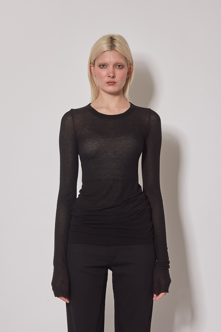 T-Shirt Rib LS T - Black