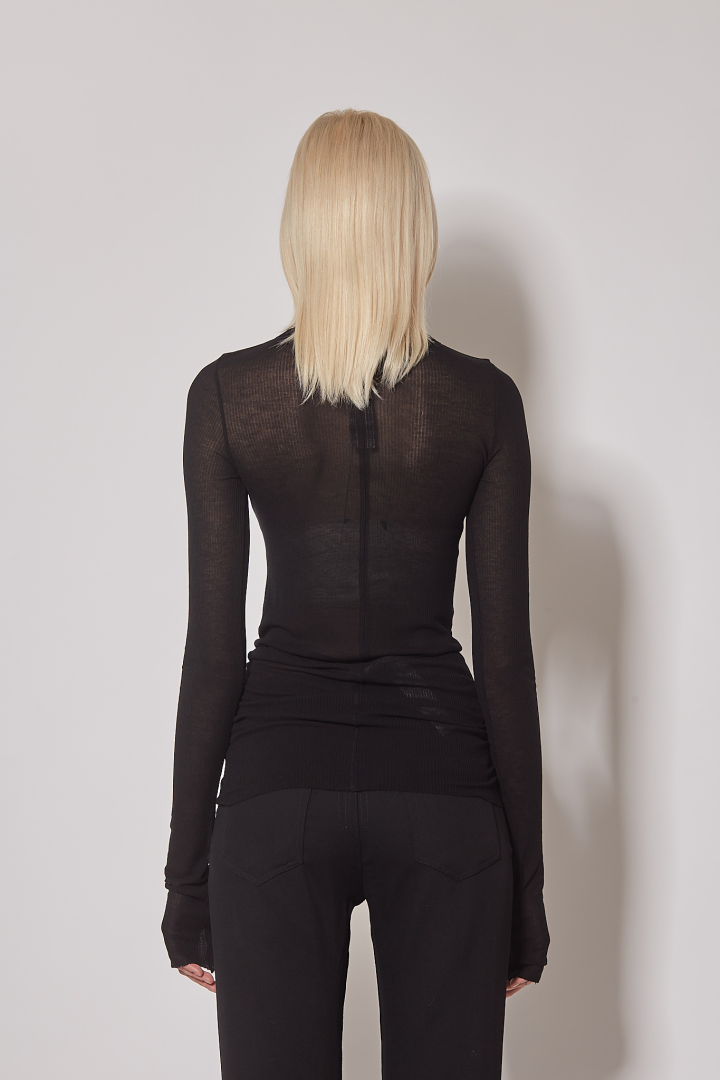 T-Shirt Rib LS T - Black